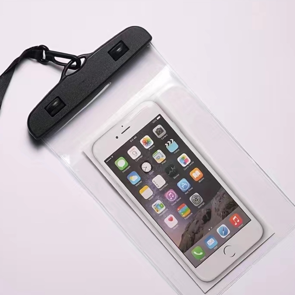 Waterproof Mobile Transparent Black Phone Sealed Bag with Lanyard, NWT